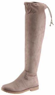 Overknee Stiefel in beige mit Schnrung